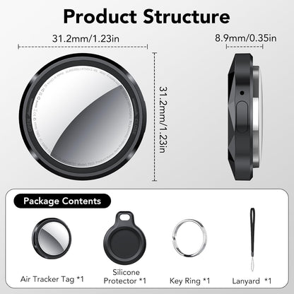 New Tracker Tag-1 Pack (Black), QCOQ Bluetooth 5.3 Tracker Tag Work with Apple Find My (iOS Only), Smart Tag with Protective Case/Keychain/Lanyard, Item Finder for Key/Wallet/Bag, Replaceable Battery