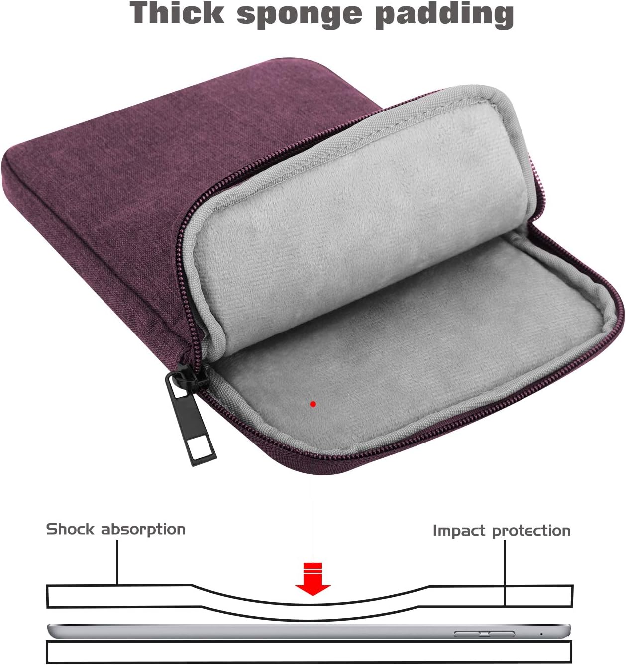 MoKo 7-8 Inch Tablet Sleeve Bag, Polyester Pouch Cover Case Fits iPad mini (A17 Pro) 8.3" 2024, iPad mini 6/5/4/3/2/1, Samsung Galaxy Tab S2 8.0, Tab A 8.0, ZenPad Z8s 7.9,Black