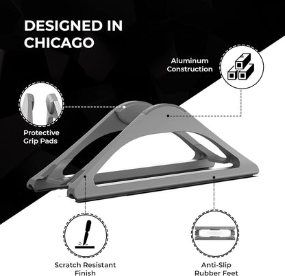 HumanCentric Vertical Laptop Stand for Desks in Matte Black, Upright Adjustable Holder to Dock Apple MacBook Stand, and Other Laptops to Organize Work & Home Office, Automatic Grip