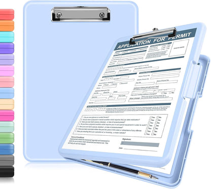 ANZNKU Clipboards with Storage, 13x9.6 Heavy Duty Nursing Clipboard Foldable, Plastic Storage Clipboard with Pen Holder, Cute Clip Board Folder for Teacher Nurse Work, School & Office Supplies(Black)