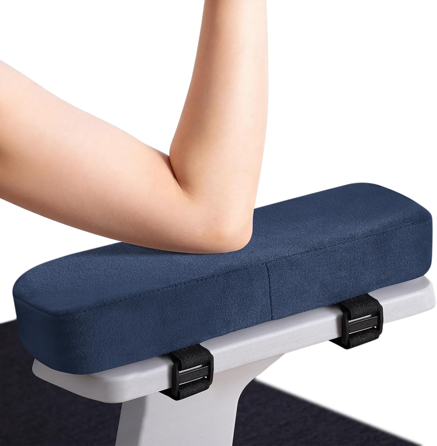 Smiry Ergonomic Office Chair Armrest Pads, Memory Foam Arm Rest Covers, Non-Slip Armrest Cushion with Adjustable Buckles and Straps, Elbow Relief for Desk, Gaming & Wheelchair (Black, Set of 2)