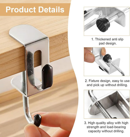 8PCS Desk Hook, Under Desk Handbag Hanger Purse Hook Holder for Table, Backpack Hanger Purse Holder for Desk Adjustable Can Hook Bags, Headphone Holder, Umbrellas, Cups and Keys