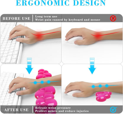 Gel Cloud Keyboard and Mouse Wrist Rest, Cute Wrist Support and Arm Support Keyboard Rest for Keyboard and Mouse Typing Pain Relief，Suitable for Office/Computer/Laptop/Gaming（White）