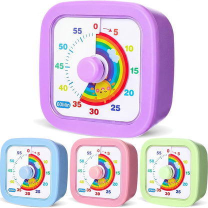 AmazingSpark 4 Pack Visual Timer 60 Minute Countdown Timer Colored Countdown Clock for Homeschool Supplies Study Tool, Classroom Home Office Time Management Tool(Gradient,Pink, Blue, Yellow, Green)