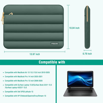 MOSISO Laptop Case 13.3 inch,13-13.3 inch Puffy Laptop Sleeve Compatible with MacBook Neo/Air 13.6 M5 M4 M3 M2 M1/Pro 13/14,HP Dell ASUS Lenovo,Polyester Horizontal Bag with Small Case, Sand