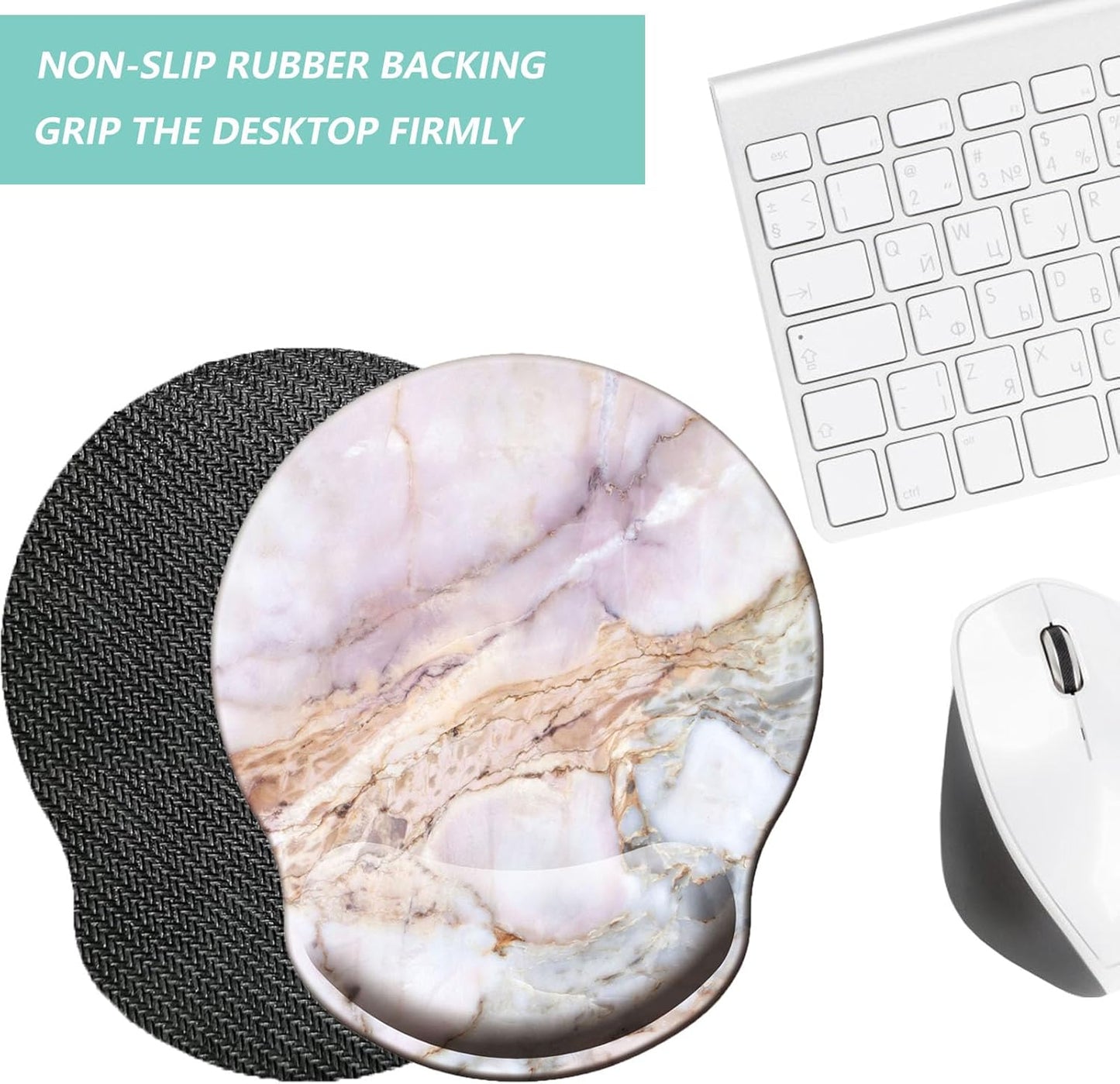 Mouse Pad with Wrist Support, Ergonomic Mouse Pad with Memory Foam Wrist Rest Cushion, Non-Slip Rubber Base Gaming Mice Pad for Home Office Computer Laptop, Flowers Grass