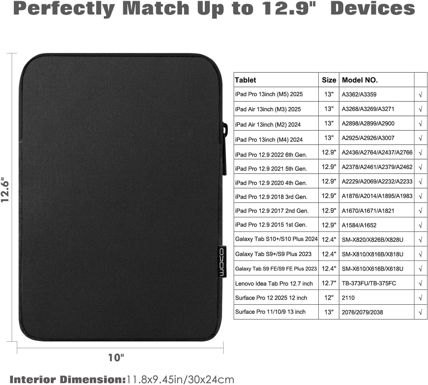 MoKo 7-8 Inch Tablet Sleeve Bag, Polyester Pouch Cover Case Fits iPad mini (A17 Pro) 8.3" 2024, iPad mini 6/5/4/3/2/1, Samsung Galaxy Tab S2 8.0, Tab A 8.0, ZenPad Z8s 7.9,Black