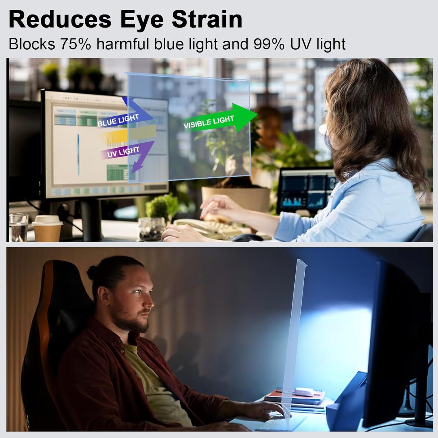 31.5-32 Inch Blue Light Filter for Computer Monitor, TV Computer Screen Blue Light Blocker Panel (28.5''x17.1''), Eye Protection Anti-Scratch HD Not Anti-Glare