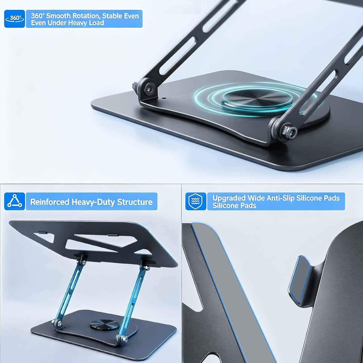 Leeboom Laptop Stand for Desk, Ergonomic Adjustable Aluminum Foldable Portable Computer Stand, Lecterns & Podiums, Fits 10-15.6" MacBook Air Pro HP Lenovo Dell Laptops & Tablets(Silver)