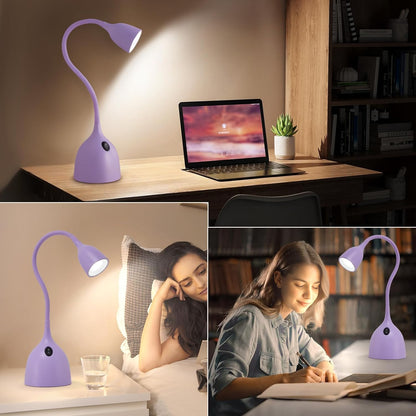 EJIAXIN Desk Lamp for Home Office - Clip on Reading Light and Bed Headboard Clamp Lamp, Bedside Gooseneck Table Lamp, Clip on Desk Lamps, Eye-Caring Desk Lamp for College Dorm Room Study Lamp, White