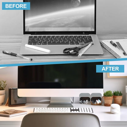 Resurhang 6 Pcs Monitor Pen Pencil Holders Screen Pen Holder Computer Monitor Pencil Holder Desktop Accessories Self Adhesive Table Side Desk Organizer for Office Classroom Gadget Storage(Gray, White)