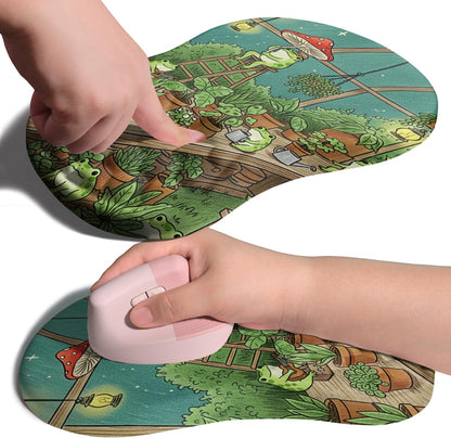 Ergonomic Joint Wrist Support Mouse Pad with Memory Foam Cushion Massage Bump, Carpal Tunnel Pain Relief Mousepad Slope Design for Wrist Rest, 11.8x7.9 in, Black