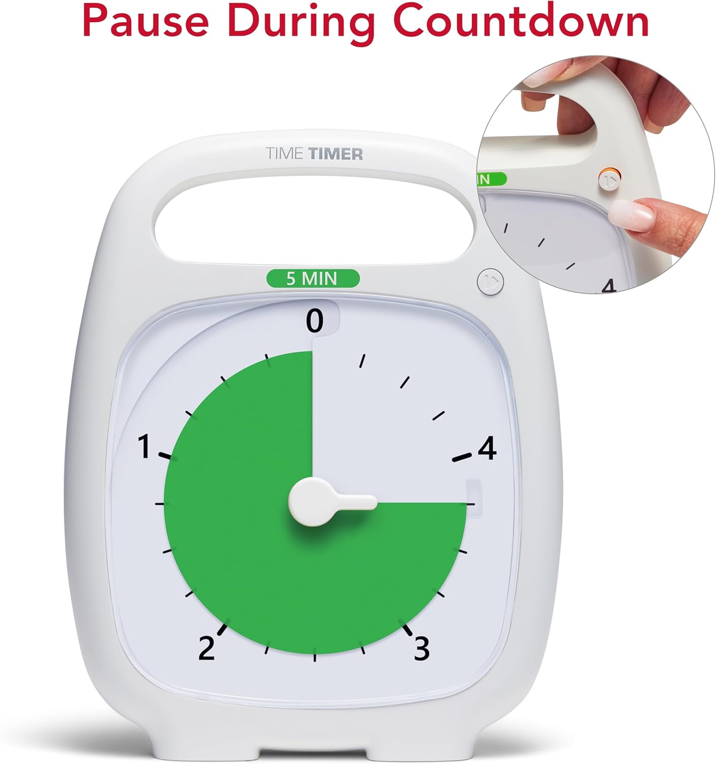 TIME TIMER Plus 20 Minute Desk Visual Timer - Countdown Timer with Portable Handle for Classroom, Office, Homeschooling, Study Tool with Silent Operation (White)