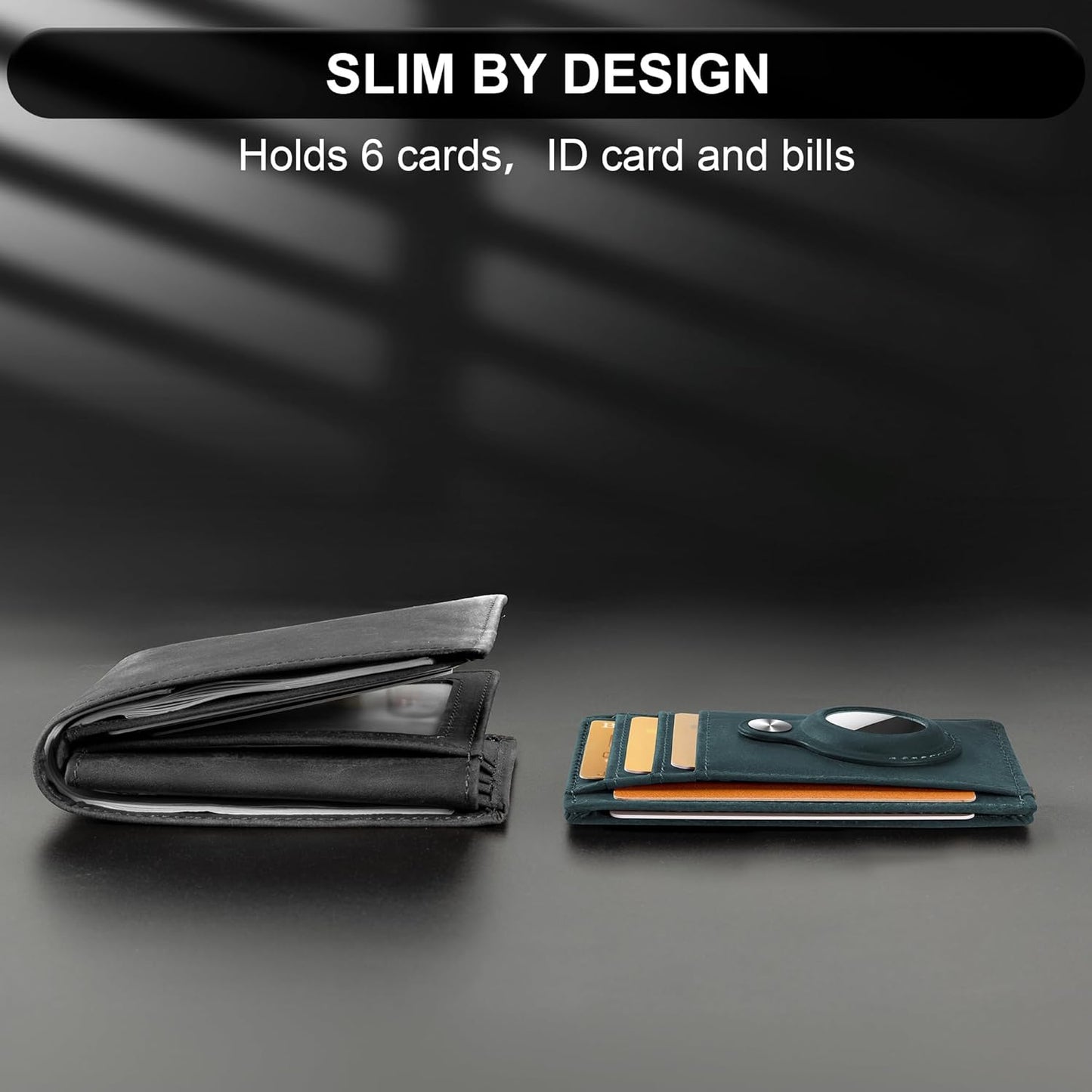Slim Minimalist Front Pocket Air Tag Wallet, RFID Blocking Card Holder Wallet with Airtag Holder