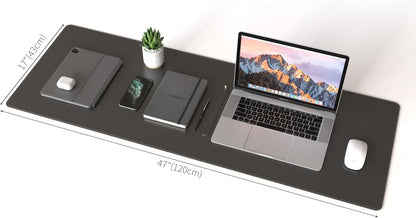 RENMTURE Dual-Sided Mouse Pad, Natural Cork & PU Leather Large Desk Pad for Office and Home Work, Desk Protector Non-Slip, Waterproof, Easy Clean (Olive Green, 32"x16")