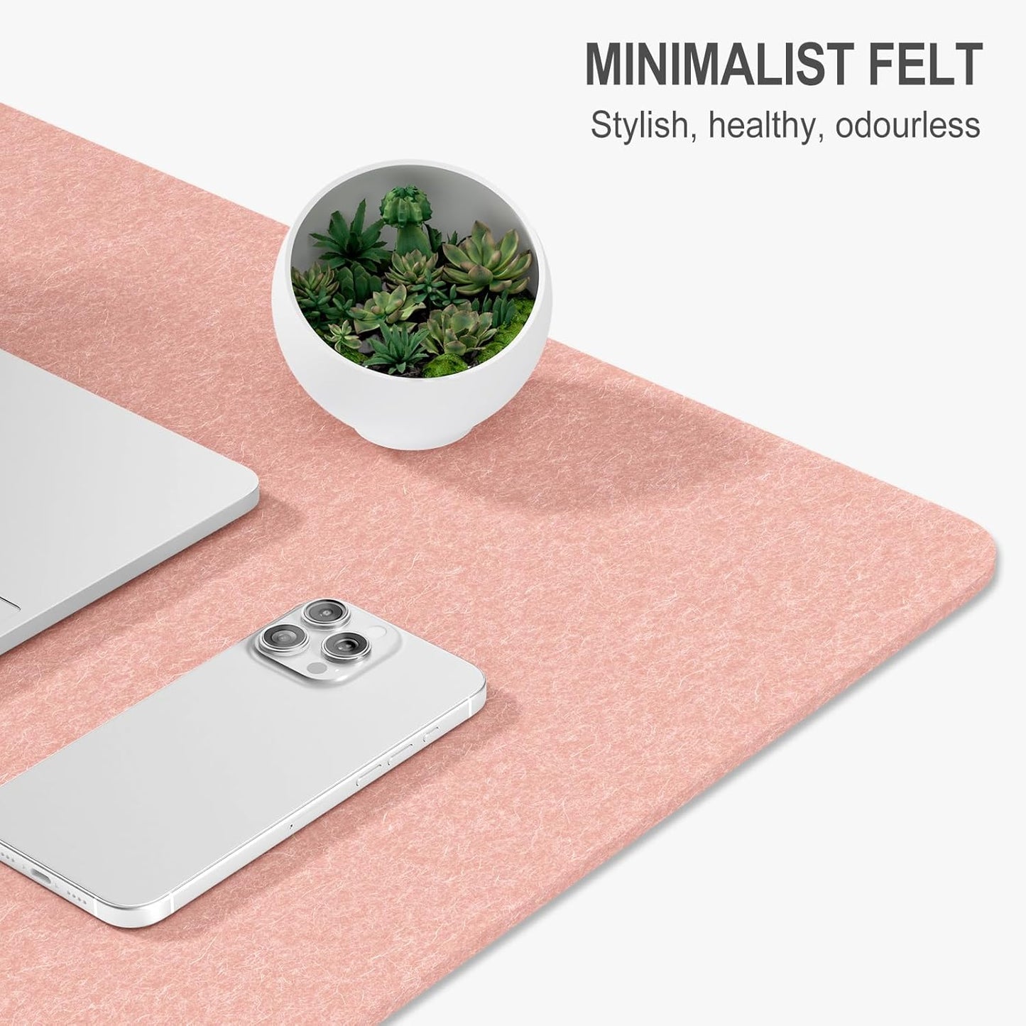 Auhoahsil Felt Desk Mat, Minimalist Large Mouse Pad XXL 35.5 x 15.7 in, Desk Matt for Desktop, Keyboard, Laptop, Computer, Office, Work from Home, Gaming, White
