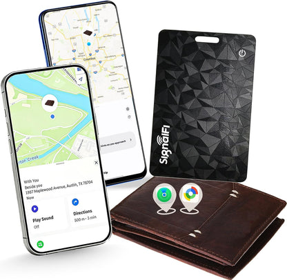 Wallet Tracker Card for iOS & Android 0.07in IP68 Waterproof Long Battery Life, Works with Apple Find My & Google Find Hub, Wireless Charging, Perfect for Wallets, Passports, Bags & Pets