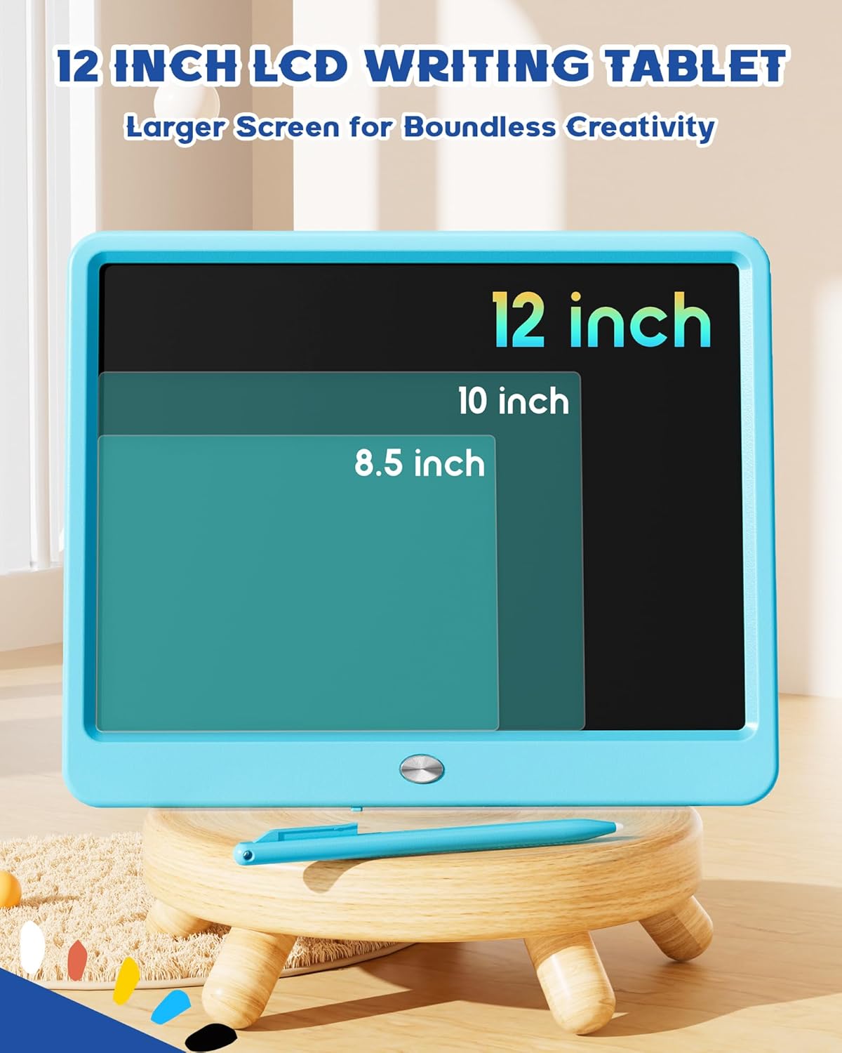 Bravokids 12 Inch LCD Writing Tablet for 3 Year Olds - Electronic Drawing Pad and Doodle Board as Educational Birthday Gifts for Girls and Boys (Pink)