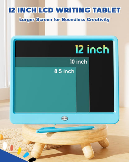 Bravokids 12 Inch LCD Writing Tablet for 3 Year Olds - Electronic Drawing Pad and Doodle Board as Educational Birthday Gifts for Girls and Boys (Pink)