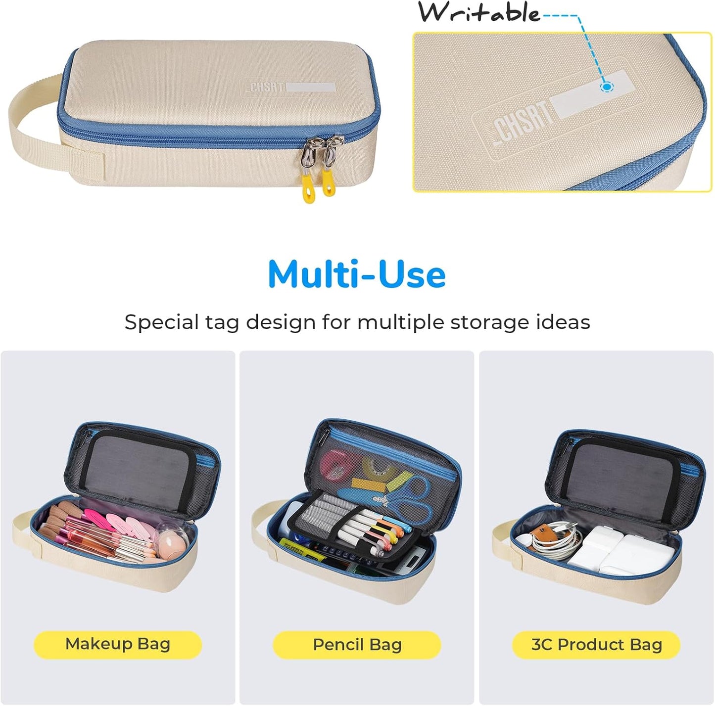 ECHSRT Large Pencil Case, Aesthetic Pen Pouch with Big Capacity, Minimalist Portable Stationery Bag with Handle for Office Organizer Aesthetic Pencil Cases