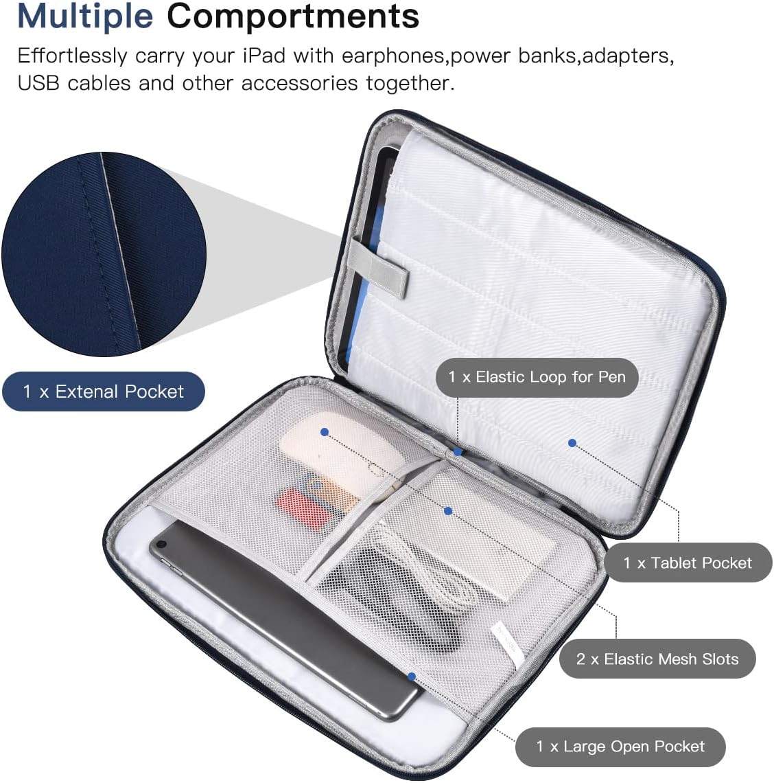 12-12.9 Inch Tablet Sleeve Bag for 12.4" Samsung Galaxy Tab S10+ S9+ Plus/S8+/S7+ Plus/S7 FE,13" iPad Air M4 M3 M2/iPad Pro M5 M4/Pro 12.9"/Microsoft Surface Go 2 12.4"/Pro 11 10 Carrying Case-Black