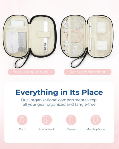 BAGSMART Electronics Organizer Travel Case, Cord Organizer for Women, Travel Cable Bag (Beige)