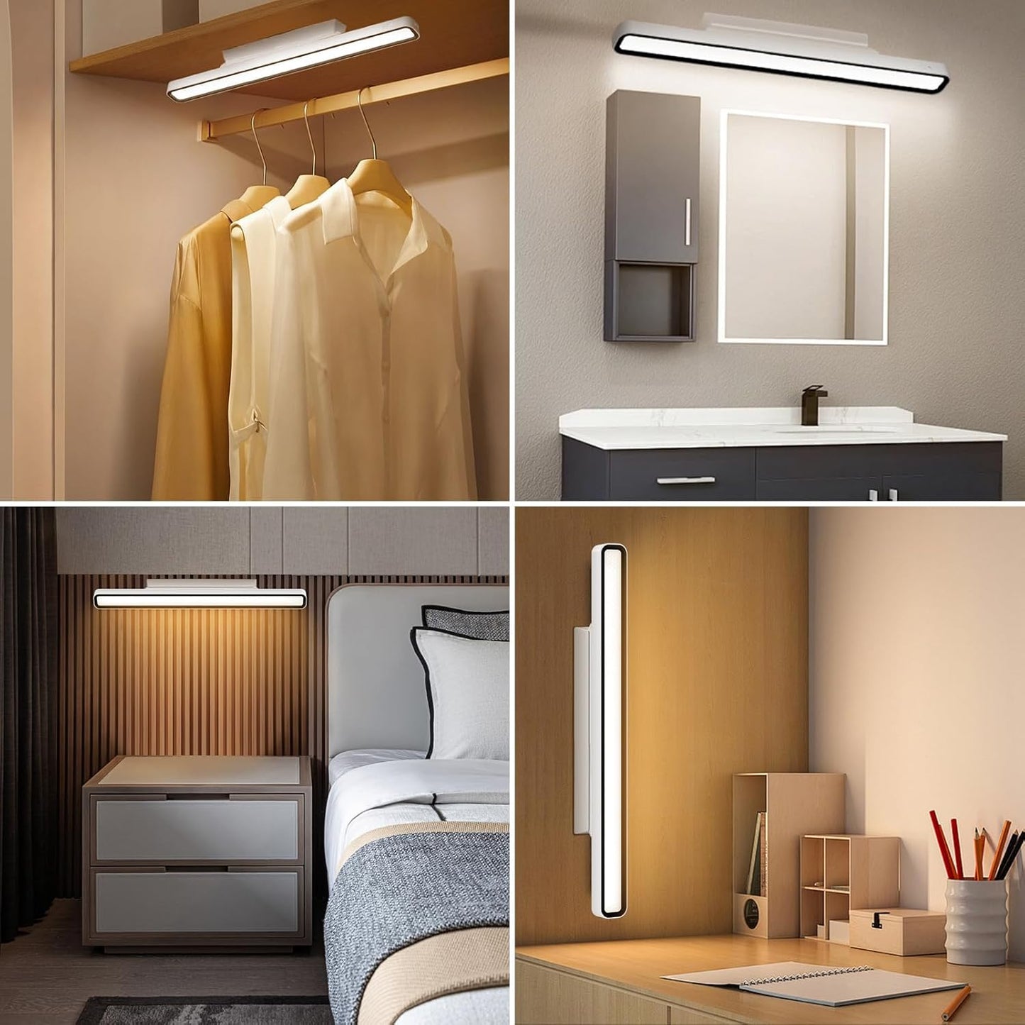 Desk Light Bar 16.5in Magnetic Rechargeable LED Light Bar, 3000K, 4500K, 6000K Color Temperature Battery Powered Under Cabinet Lighting for Desk, Home Office, Shelf, Reading