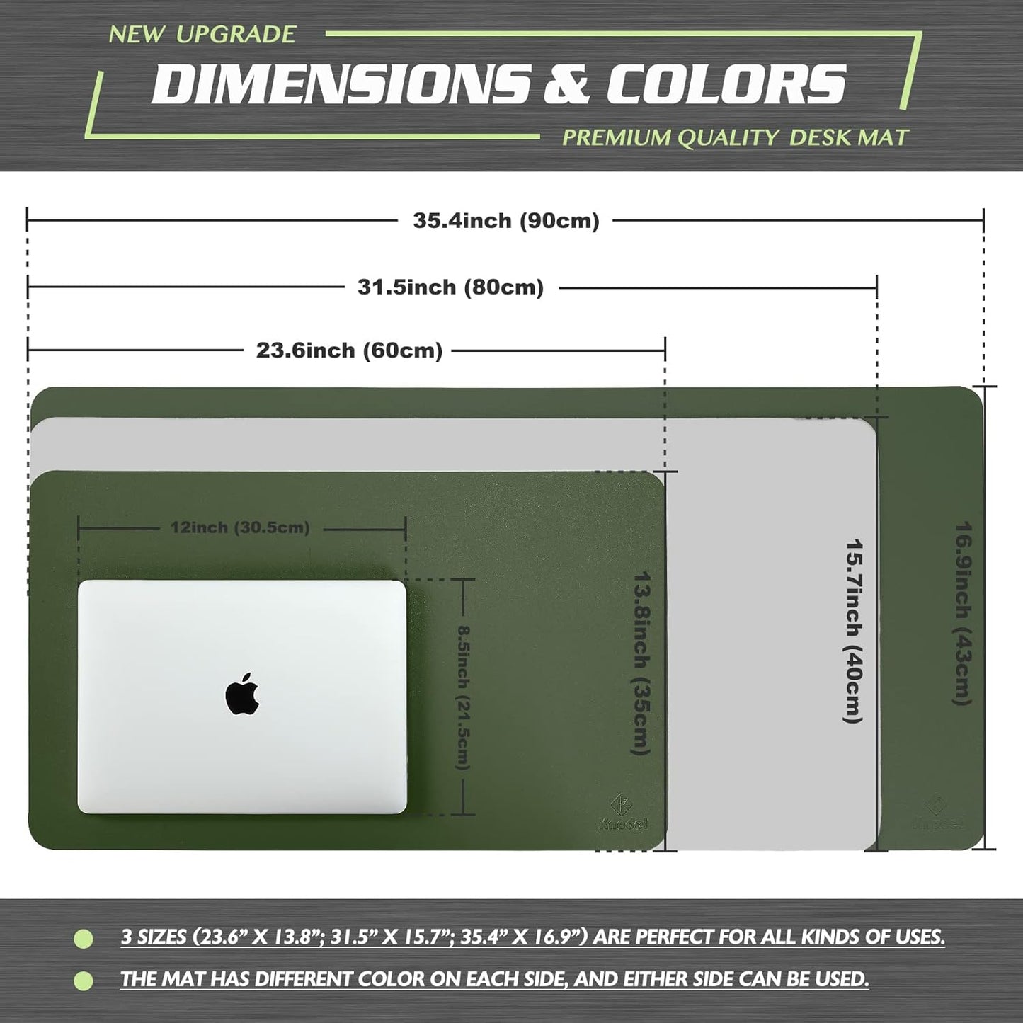 K KNODEL Large Office Leather Desk Mat, Mouse and Keyboard Pad, Computer and Laptop Mat, Desktop Protector and Cover, Writing Pad and Blotter (31.5"x15.7", Black)