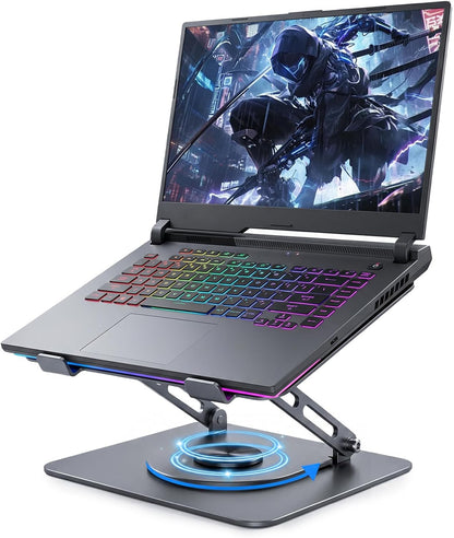 Leeboom Laptop Stand for Desk, Ergonomic Adjustable Aluminum Foldable Portable Computer Stand, Lecterns & Podiums, Fits 10-15.6" MacBook Air Pro HP Lenovo Dell Laptops & Tablets(Silver)