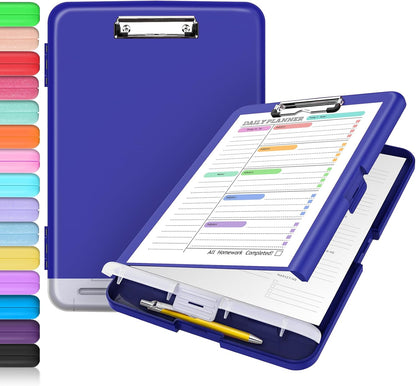 Sooez Clipboard with Storage, Clip Board 8.5 x 11 with Pen Holder, Plastic Organization Case Box for Letter Legal A4 Size Paper, Low Profile Clip, Nurses Teachers Must Haves, School & Office Supplies