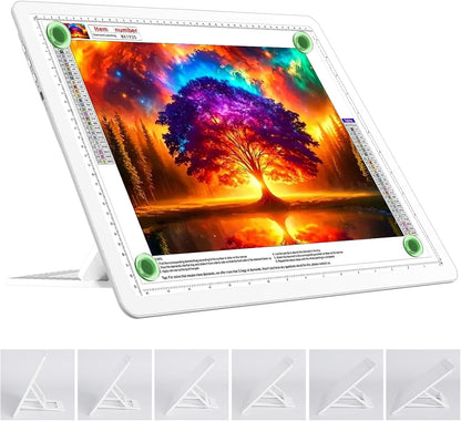 TOHETO Rechargeable A4 Light Board with Stand, Super Bright Magnetic Light Pad with Side Buttons, Wireless Light Box for Tracing and Drawing, Cordless LED Light Table for Diamond Painting, Sketching