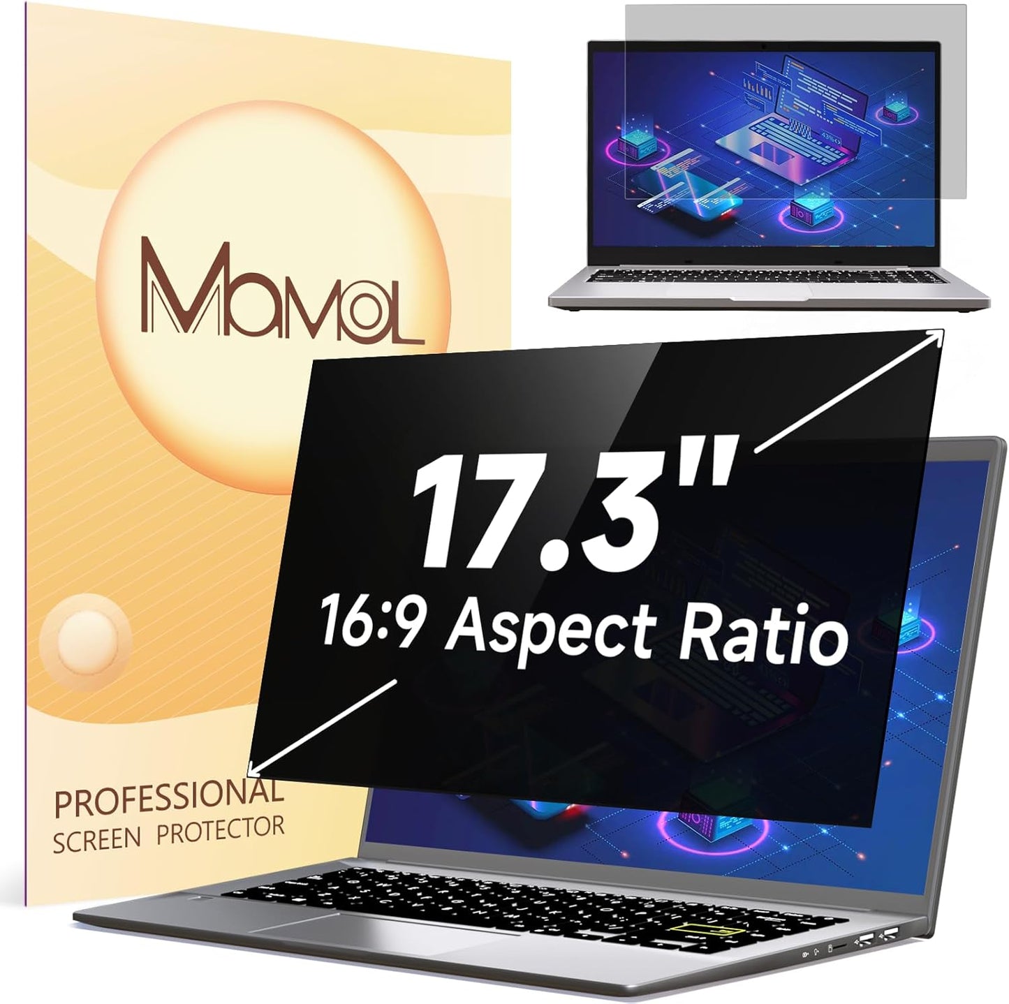 Mamol 34 Inch Curved Computer Privacy Screen Filter for 21:9 Aspect Ratio Widescreen Monitor - Anti Glare Blue Light Filter, Removable Computer Monitor Privacy Shield, Anti-Scratch Screen Protector