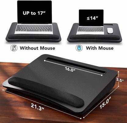 HUANUO Laptop Lap Desk - Portable Lap Desk with Pillow Cushion, Fits up to 15.6 inch Laptop, with Anti-Slip Strip & Storage Function for Home Office Students Use as Computer Laptop Stand, Book Tablet