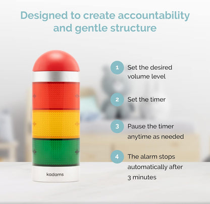 KADAMS Visual Timer for Kids with Audio Pre-Alarm - Traffic Light Alarm for Kids Toddler Teachers Classroom Home Time Management Tool 24hr Countdown Pause Memory Function
