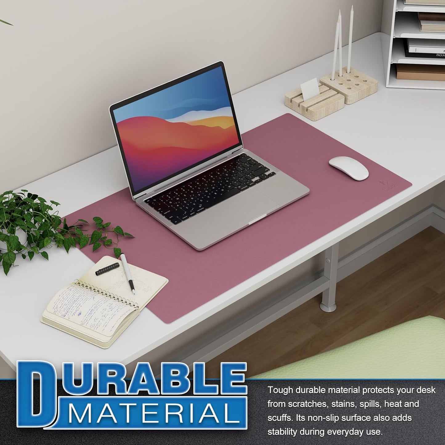 K KNODEL Large Office Leather Desk Mat, Mouse and Keyboard Pad, Computer and Laptop Mat, Desktop Protector and Cover, Writing Pad and Blotter (31.5"x15.7", Black)