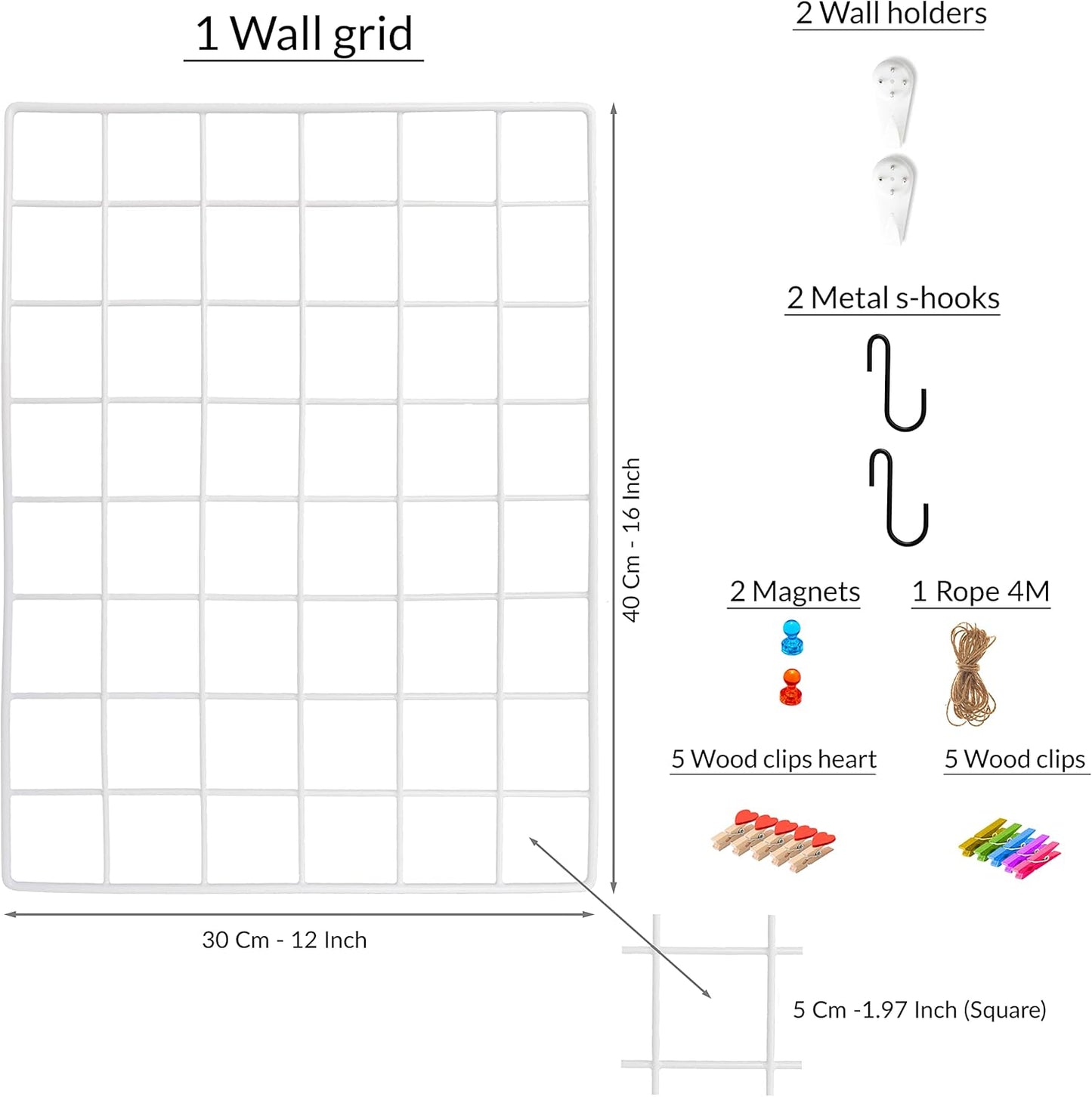 ODOXIA 2 Pack Wire Wall Grid Panel | Photos & Pictures Display Grid Wall Panels | Black, Magnetic & Metal Grid | Photo Grid Wire Board | Hanging Home, Office & Kitchen Decor