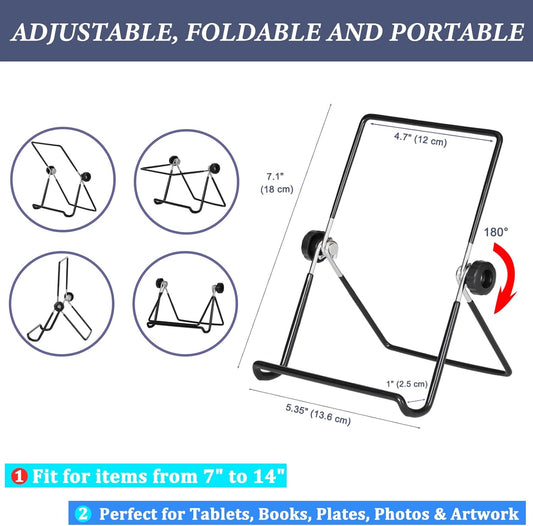 Artliving (2 Pack) Adjustable Iron Display Stand Easel Foldable Tablet Stand Holder,Displays Picure Frames,Photo,Cookbooks,iPad,Art Collection,Black