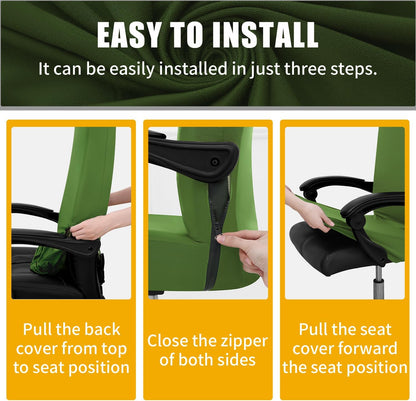 Smiry Stretch Printed Office Chair Armrest Covers, 2 Pcs Soft Fit Removable Washable Computer Desk Chair Arm Covers Protector, Black