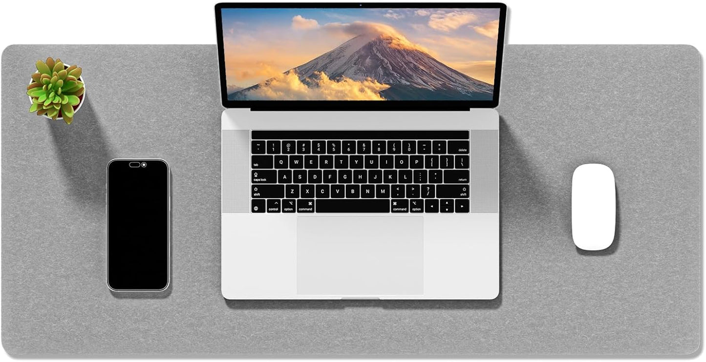 Auhoahsil Felt Desk Mat, Minimalist Large Mouse Pad XXL 35.5 x 15.7 in, Desk Matt for Desktop, Keyboard, Laptop, Computer, Office, Work from Home, Gaming, White