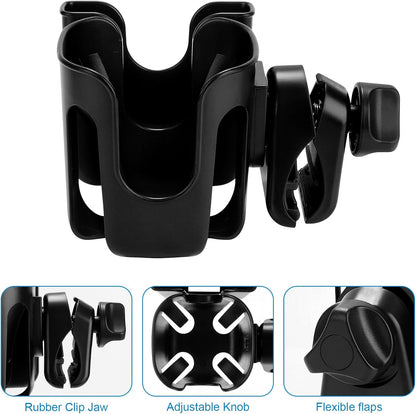 Accmor Stroller Cup Holder, Universal Cup Holder for Stroller Walker Bike, 360° Rotatable Large Caliber Designed Bottle Holder for Stroller, Bike, Wheelchair, Scooter