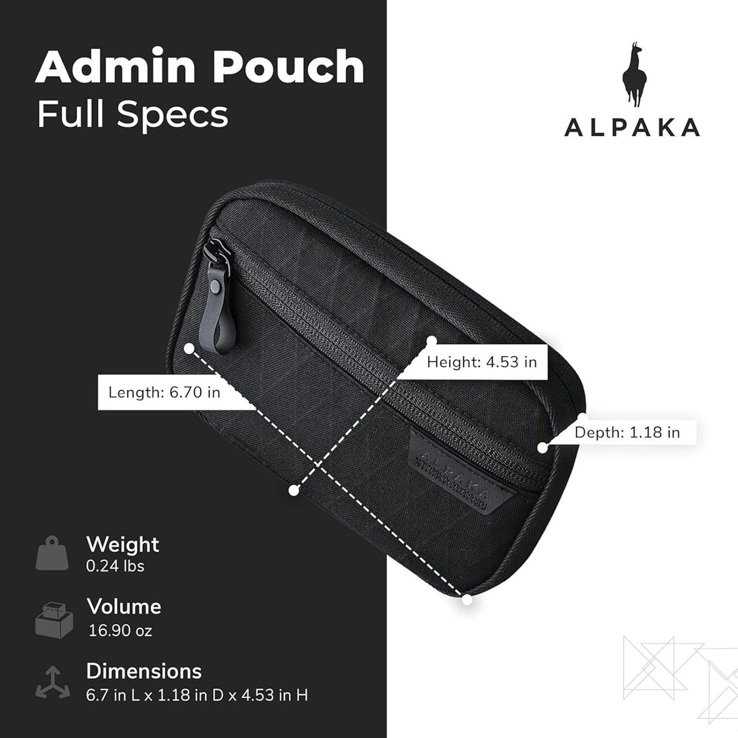ALPAKA Admin Pouch Pro EDC Organizer - Small Tool Pouch with Smooth Zipper, Weatherproof Storage for Electronics, Cables, Travel Accessories - Black Axogrid 300D Fabric
