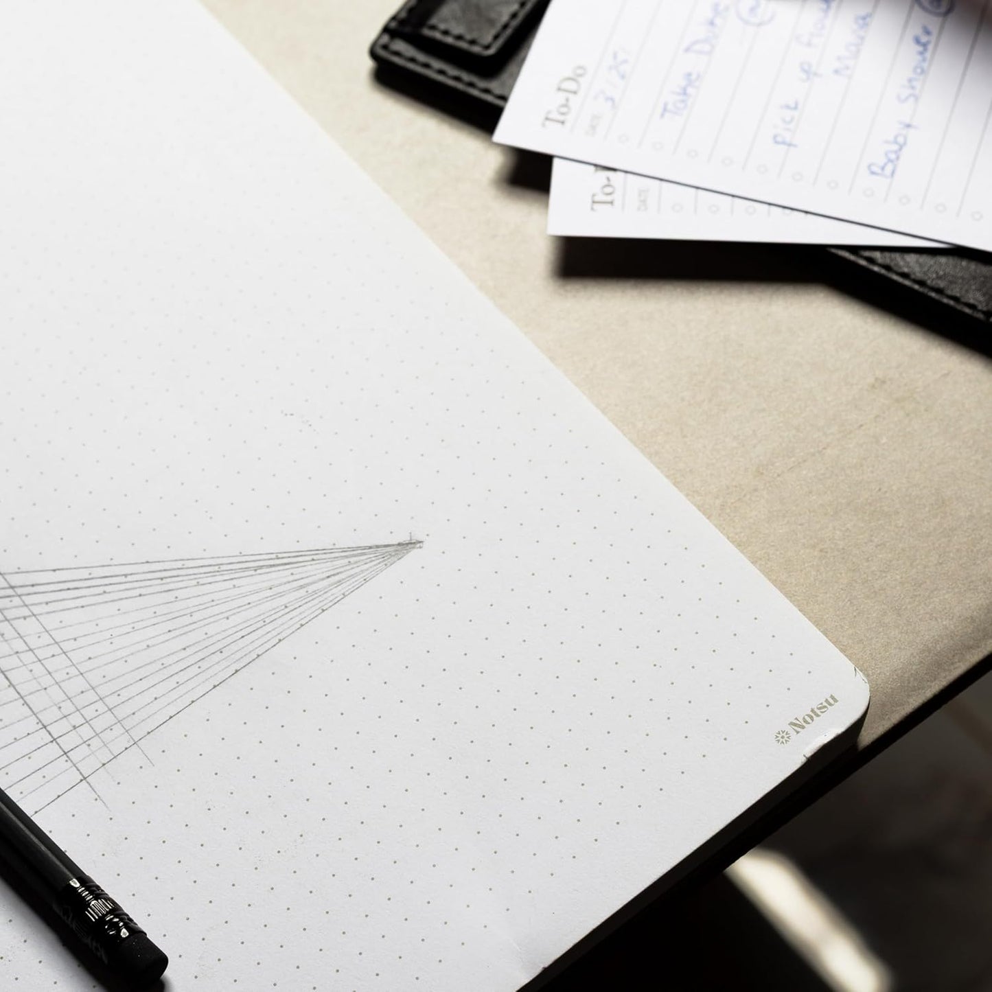 Notsu Dot Grid Desk Notepad 2 Pack | Minimalist Dotted Memo Mouse Pads with Premium Thick Paper, Small 5.5" x 8.5"