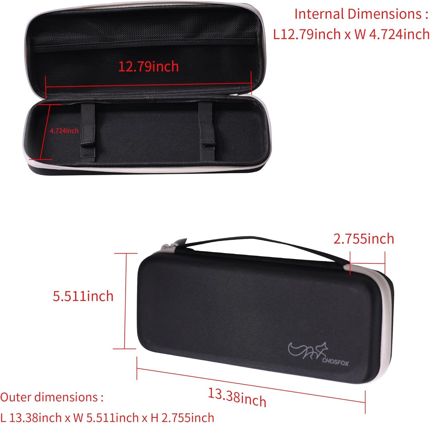 Chos 15.1x6.5-inch Black Keyboard Sleeve Wireless Keyboard Case Sleeve for Mechanical and Standard Keyboards Has Extra Pocket