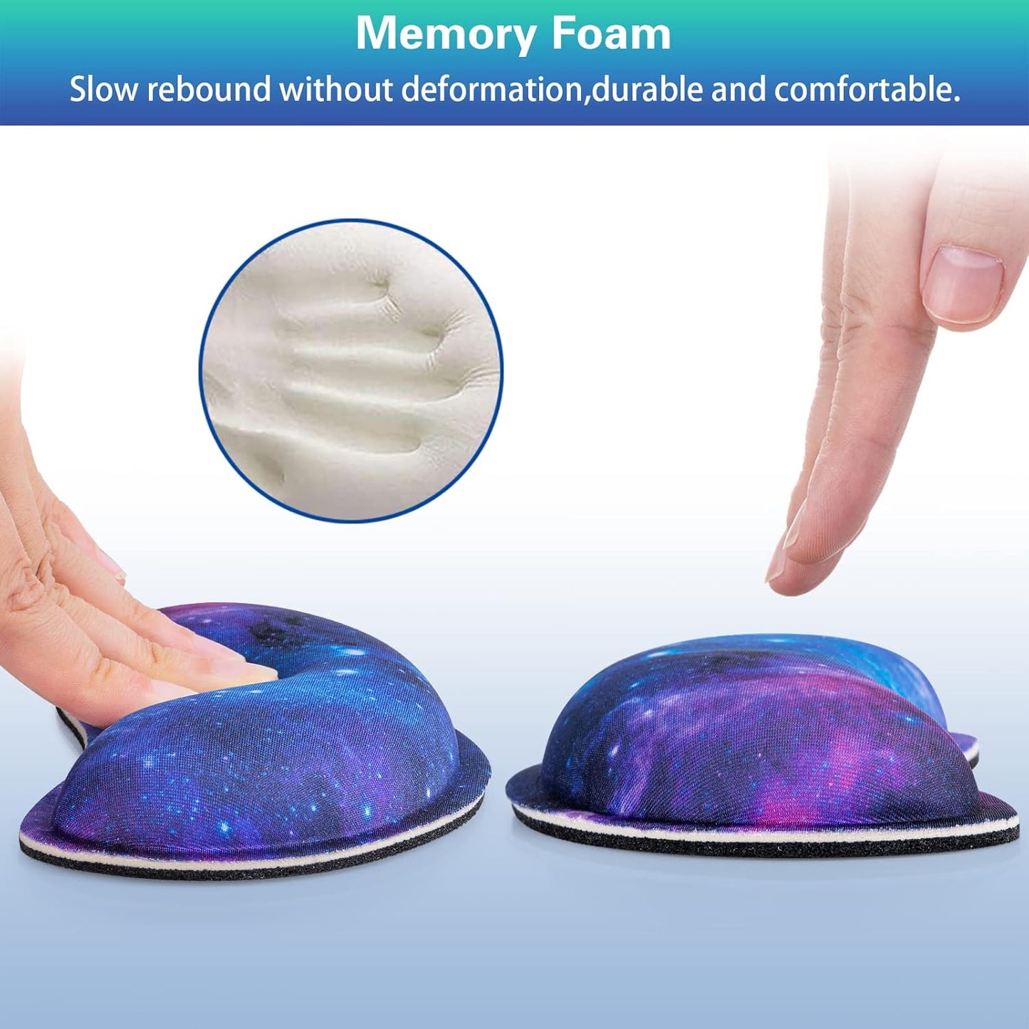 Mouse Wrist Rest, Canjoy 2 Pack Memory Foam Soft Fabric Mouse Wrist Rest Pad Support Cushion with Anti-Skid Rubber Base,Ergonomic Pain Relief Mouse Hand Rest (Black)