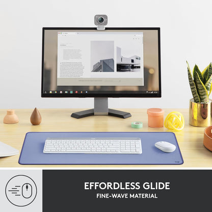 Logitech Desk Mat - Studio Series, Multifunctional Large Desk Pad, Extended Mouse Mat, Office Desk Protector with Anti-Slip Base, Spill-Resistant Durable Design, in Mid-Grey