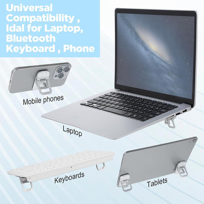 2PCS Zinc Alloy Foldable Laptop Stands, Mini Foldable Laptop Stand, Portable Computer Keyboard Riser, Self-Adhesive Invisible Notebook Stand with 2 Adjustable Angles, Keyboard Lift for Desk (Silver)