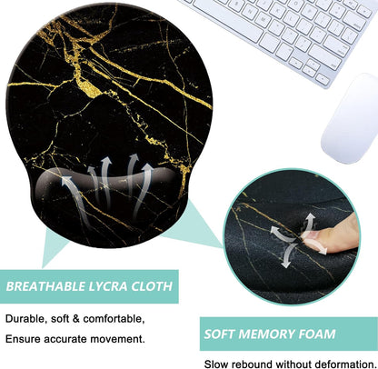 Mouse Pad with Wrist Support, Ergonomic Mouse Pad with Memory Foam Wrist Rest Cushion, Non-Slip Rubber Base Gaming Mice Pad for Home Office Computer Laptop, Flowers Grass
