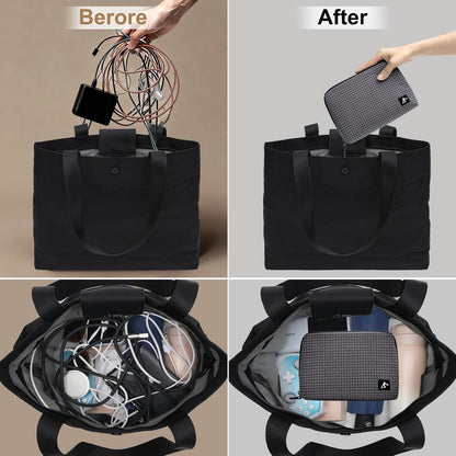 simtoper Small Electronics Organizer Travel Case – Slim Travel Cable Pouch for Small Tech Accessories, Cords, Chargers, Earbuds – Lightweight Mini Tech Bag for Backpack, Business, Travel (Blue)