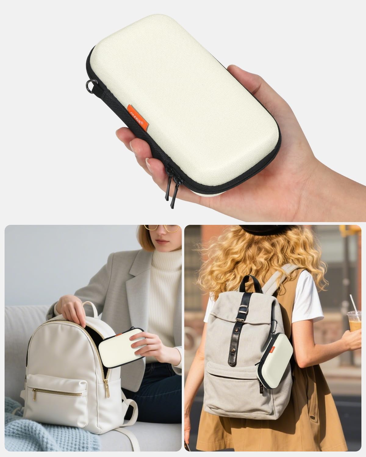 Portable Protection Hard EVA Case for External Battery, Cell Phone, GPS, Hard Drive, USB/Charging Cable, Small Carrying Bag Mesh Inner Pocket, Zipper Enclosure, Universal Travel Pouch Bag