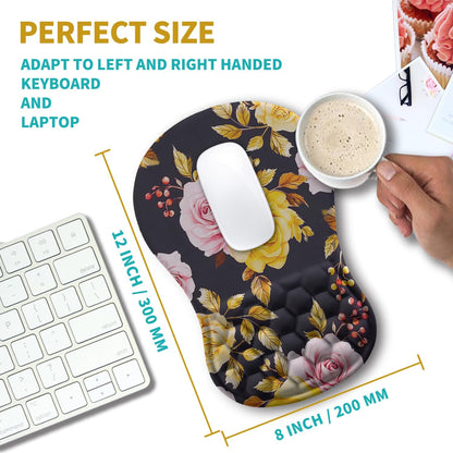 Hokafenle Ergonomic Mouse Pad Wrist Support, Wrist Rest Mousepad for Carpal Tunnel Pain Relief with Integrated Memory Foam Slope Massage Bulge (11.8x7.9 inch,Topographic Contour)
